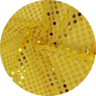 Imagem de Tecido Paetê Fantasia 10 x 1,10mts Cor:Amarelo Ouro - Tecidos SG