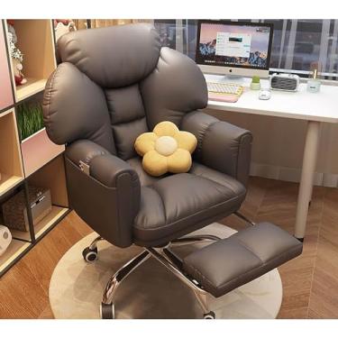 Imagem de Cadeira ergonômica para computador com apoio para os pés e apoio lombar, cadeira gamer com encosto alto para escritório ou casa - cadeira de escritório de tecido