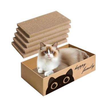 Imagem de Arranhador De Papelão Durável Para Gatos Com Cama Integrada, Não Solta