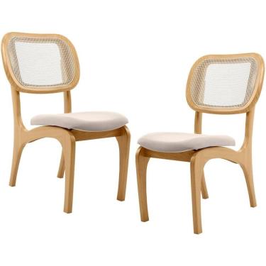 Imagem de Kit 2 Cadeiras Para Sala De Jantar Estofada E Tela Mariah L02 Seude Bege
