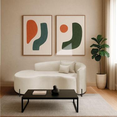 Imagem de Divã Recamier Curvo Sala De Estar Recepção Inglaterra 150cm Pés Metal Dourado Lado Esquerdo Linho Bege