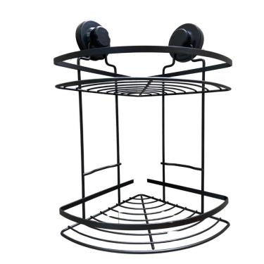 Imagem de Suporte De Canto Duplo Para Shampoo Com Ventosa Redonda Black - Steel