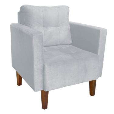 Imagem de Poltrona Sala Decorativa Livia Pé Madeira Castanho Suede Cinza M11 - D'Rossi