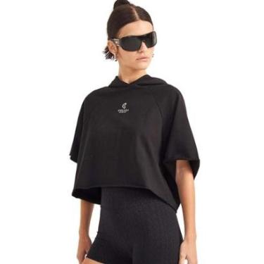 Imagem de Cropped Colcci Loose Moletinho Com Capuz Preto Feminino-Feminino