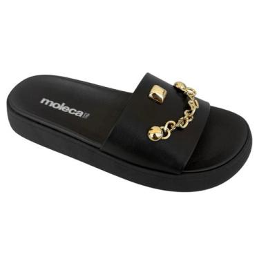 Imagem de Chinelo Slide Moleca Sandália Feminina Corrente 5469.154 cor:PretoTama