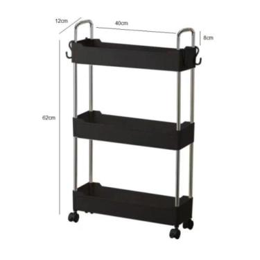 Imagem de Prateleira Multiuso 3 Andares Com Rodinhas - Globalmix