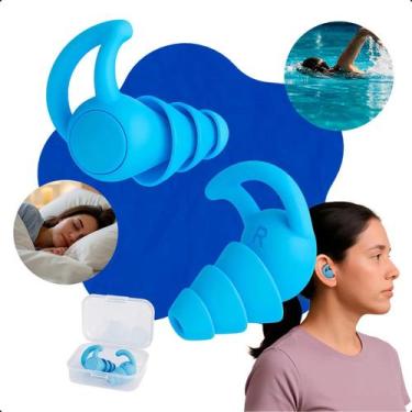 Imagem de Tampão De Ouvido Protetor Auricular Silicone Antirruído - Prox, Azul