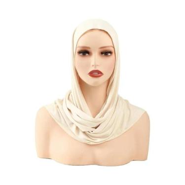 Imagem de Hijab Modal Para Mulheres, Underscarf De Algodão, Turbante Islâmico, L