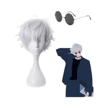 Imagem de Peruca De Cosplay Gojo Satoru Jujutsu Kaisen Sintética Para Halloween 