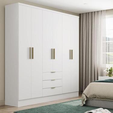 Imagem de Roupeiro Troy Carraro MDP c/ 6 Portas 3 Gavetas 1,80m Branco - Carraro