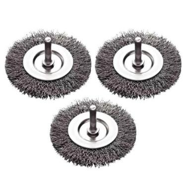 Imagem de Kit 3 Escova De Aço Circular 63mm Com Haste Escova de Aço - Rayco