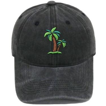 Imagem de Boné de beisebol, chapéu liso de algodão com bordado de palmeira - Yiw