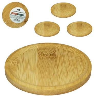 Imagem de Suporte Porta Copo De Bambu Redondo Kit Com 4 Peças - FWB