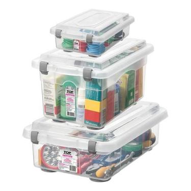 Imagem de Kit 3 Organizador 2,3L 4,3L 8,6L Plástico Multiuso Empilhável Rígida T
