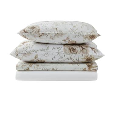 Imagem de Jogo De Lençol Bella Casal 4 Peças Percal 200 Fios Estampado Floral - Rosas Vintage - 100% Poliéster