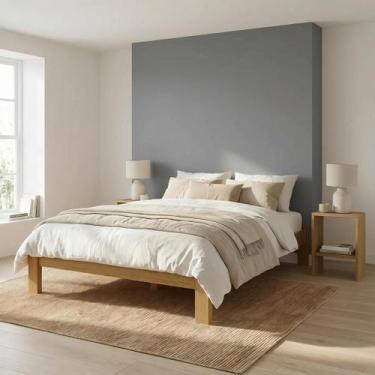 Imagem de Cama Casal Queen Turca em Madeira Maciça Reforçada Nogueira - Repleta