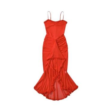 Imagem de Vestido Feminino Sexy Com Decote V Em Tule, Alças Finas, Cintura Marca