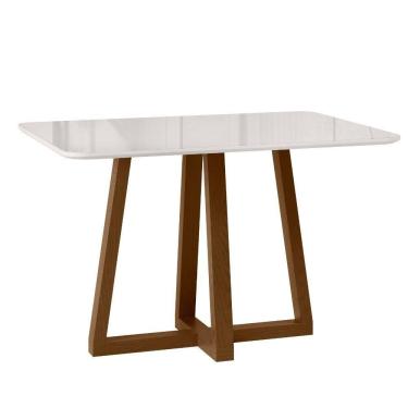 Imagem de Mesa de Jantar Livia Largha com Vidro – Madeira/MDF, Acabamento Âmbar – Sonetto