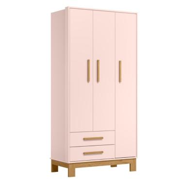 Imagem de Guarda Roupa Solteiro Segóvia 3 Portas 2 Gavetas MDP Rosa Acetinado Casa H