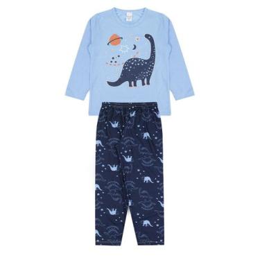 Imagem de Pijama Infantil Masculino Inverno Dino - Hey Kids Azul Claro - HeyKids