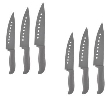 Imagem de 2 Conjuntos de Faca Du Chef Churrasco Faqueiro Cinza Buffet - UNIVENDA