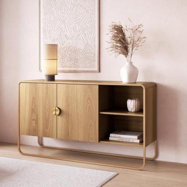 Imagem de Balcão Buffet 135cm 2 Portas Orgânico Pé Metal Luna - Artesano