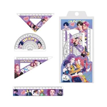 Imagem de Conjunto De Réguas Plásticas De 10cm E 15cm, Transferidor E Triângulos