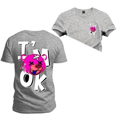 Imagem de Camiseta Plus Size Unissex Algodão Confortável IM Ok Frente Costas-Unissex