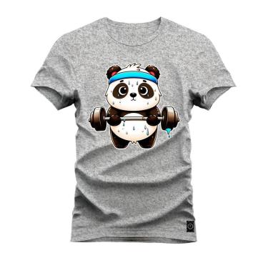 Imagem de Camiseta Plus Size Algodão Estampada Confortável Panda Fitness-Unissex