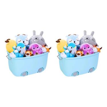 Imagem de Caixa Organizadora De Brinquedo De Pelúcia 50 L Multiuso - Tibaby®, Az