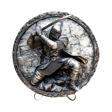 Imagem de Pingente De Disco De Madeira Viking Warrior 8in, Placa Decorativa Redo