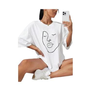 Imagem de Camisetas Femininas De Algodão Macio Com Manga Curta, Estampa Simples 