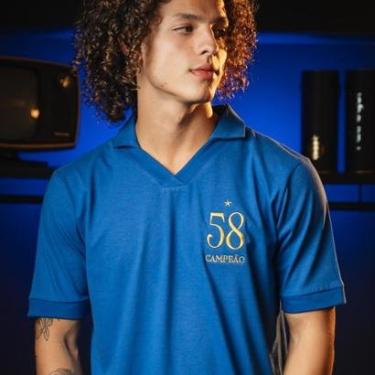 Imagem de Camisa Brasil Retrô 1958 Azul Masculina-Masculino