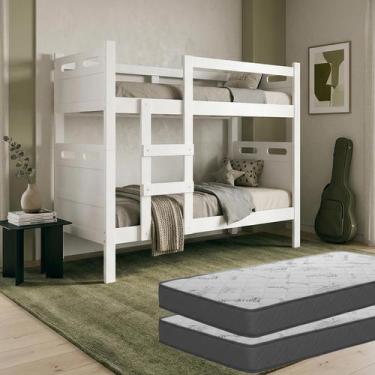 Imagem de Beliche ou 2 Camas Solteiro com 02 Colchões Firmes Estrutura Reforçada