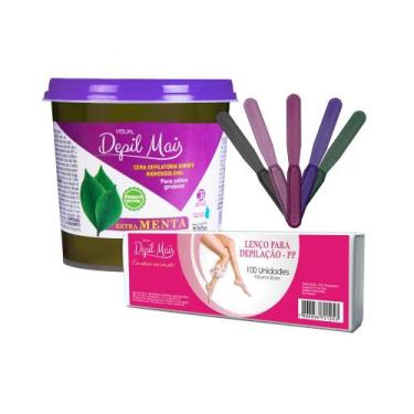 Imagem de Kit Cera Depilatória Quente Natural Visual Depil Mais 600g Hidrossolúv