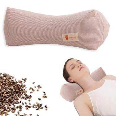Imagem de Almofada cervical e de pescoço GCHC-CYL Buckwheat Hull rosa 40x15cm