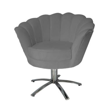 Imagem de Conjunto 2 Poltronas Estofada Com Base Giratória de Metal Pétala Suede Cinza - LM DECOR