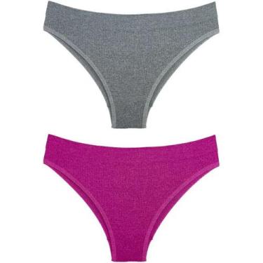 Imagem de Kit 2 Calcinhas Delrio 5197 Biquini Sem Costura, Fucsia, Mescla, G