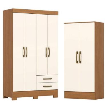 Imagem de Guarda Roupa Lima 04 portas e 02 Gavetas com Pés BE12 com Armário Mult