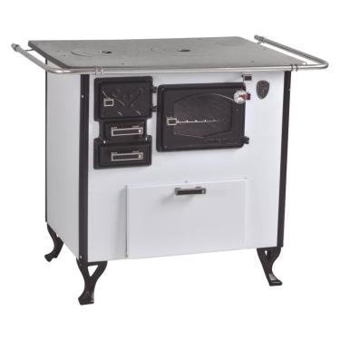 Imagem de Fogão a Lenha com Forninho Fornos Pinhal N2 Chapa de Ferro Fundido Branco com Forno Inox