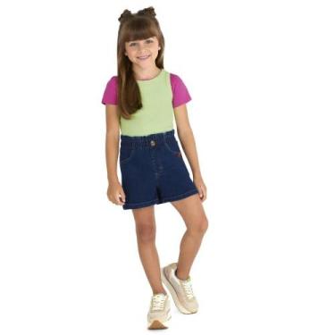 Imagem de Short Clochard Jeans Infantil Menina Azul Escuro - Malwee, 12, Azul es