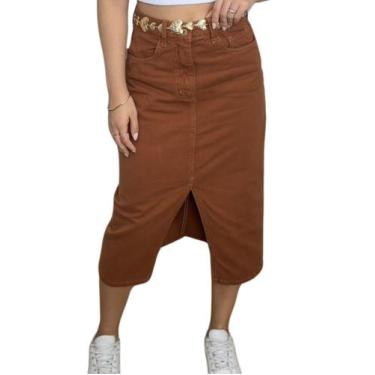Imagem de Saia midi em brim com costura Nami                                    
