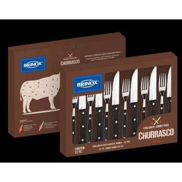 Imagem de Conjunto De Talheres Jumbo Para Churrasco 12 Peças Preto - Brinox