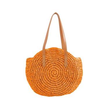 Imagem de Bolsa De Praia Feminina Tote Em Palha Com Alças De Material Sintético 