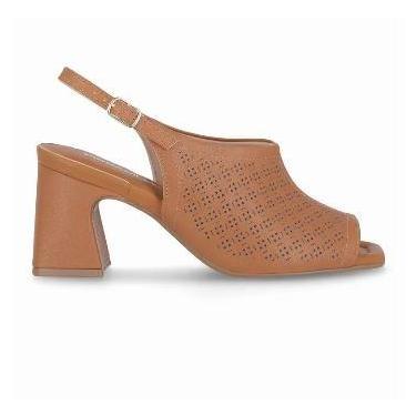 Imagem de Sandália Feminina Slingback De Salto Bloco Piccadilly 626055, Mascavo,