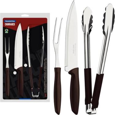 Imagem de Kit para Churrasco Tramontina Plenus com Lâminas em Aço Inox e Cabos d