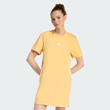 Imagem de Vestido Adidas Essentials 3 Listras Feminino Amarelo, M