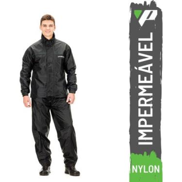 Imagem de Capa De Chuva Pantaneiro Nylon Luxo Forro Gola Ventilação, Preto, M