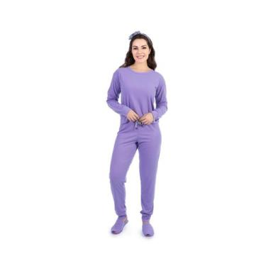 Imagem de Pijama Cia do Corpo 5085 Feminino Canelado, Lilás, G