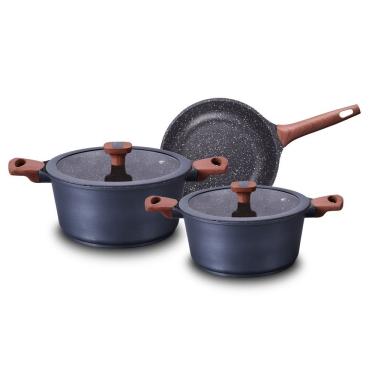 Imagem de Conjunto de Panelas 3 Peças Titanium Alumínio com Revestimento Cerâmico Antiaderente para Fogão e Indução
